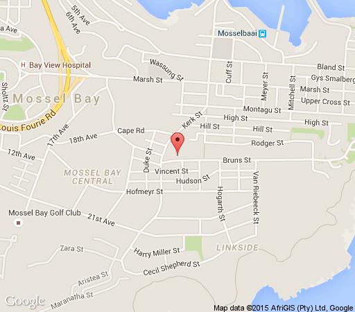 Map Bienvenue Self Catering in Mossel Bay  Garden Route  Western Cape  Zuid-Afrika