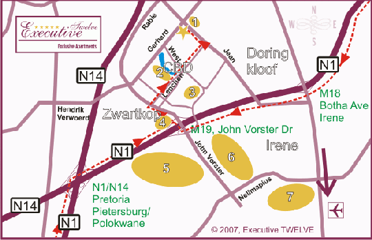 Map Executive TWELVE Apartments in Centurion Central  Centurion  Pretoria / Tshwane  Gauteng  Afrique du Sud