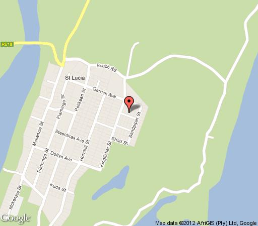 Map Afrikhaya Guest House in St Lucia  Zululand  KwaZulu Natal  Zuid-Afrika