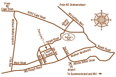 Map Dempsey\'s Guest House in Walmer  Port Elizabeth / Gqeberha  Cacadu (Sarah Baartman)  Eastern Cape  Afrique du Sud