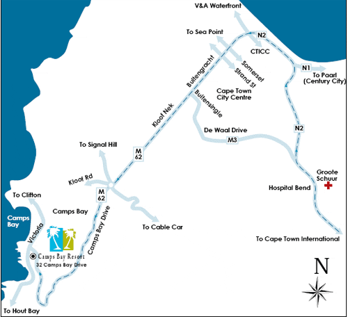 Map Camps Bay Village  in Camps Bay  Atlantic Seaboard  Le Cap  Western Cape  Afrique du Sud