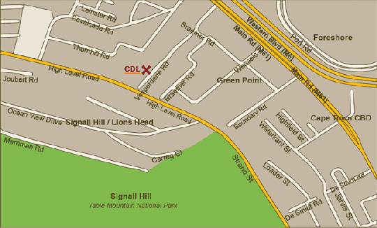 Map Cape Diem Lodge  Boutique Hotel in Green Point  Atlantic Seaboard  Kapstadt  Western Cape  Südafrika