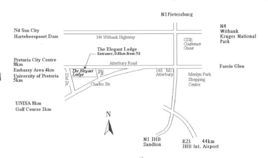 Map The Elegant Lodge in Menlo Park  Pretoria Central  Pretoria / Tshwane  Gauteng  Suid-Afrika