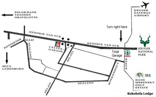 Map Kokobela Lodge in Phalaborwa  Valley of the Olifants  Limpopo  Südafrika