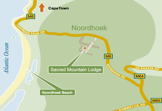 Map Sacred Mountain Lodge in Noordhoek  False Bay  Kaapstad  Western Cape  Suid-Afrika
