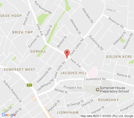 Map Blue Crane Guest House / B&B in Somerset West  Helderberg  Western Cape  Zuid-Afrika