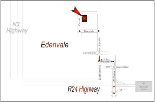 Map Bastille de Blignaut Bed and Breakfast in Edenvale  Ekurhuleni (East Rand)  Gauteng  Zuid-Afrika