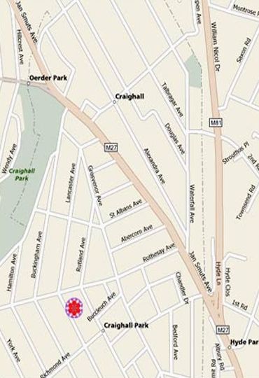 Map Craighall Garden Studios  Lofts in Craighall Park  Northcliff/Rosebank  Johannesburg  Gauteng  Zuid-Afrika