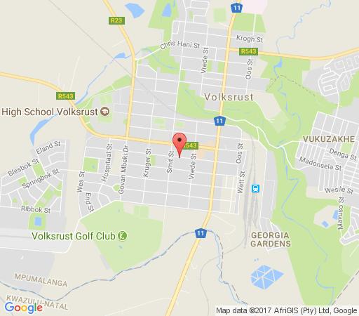 Map Gecko\'s Guest House in Volksrust  Wetlands  Mpumalanga  Zuid-Afrika