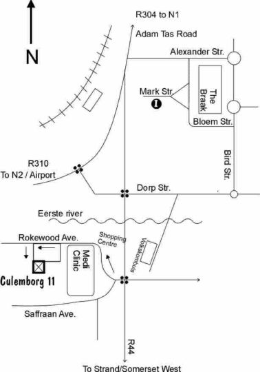 Map Magnolia Place  in Stellenbosch  Cape Winelands  Western Cape  Südafrika