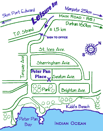 Map Peter Pan Place in Leisure Bay  South Coast (KZN)  KwaZulu Natal  Zuid-Afrika