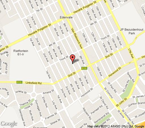 Map Meridian Hospitality Guest House in Edenvale  Ekurhuleni (East Rand)  Gauteng  Zuid-Afrika