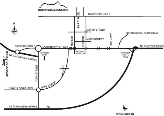 Map Amasun B&B in George  Garden Route  Western Cape  Suid-Afrika