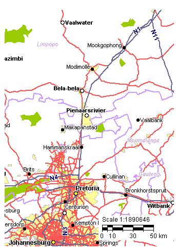 Map Nyati Wilderness in Lephalale  Waterberg  Bushveld  Limpopo  Suid-Afrika