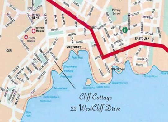 Map Cliff Cottage in Hermanus  Overberg  Western Cape  Südafrika