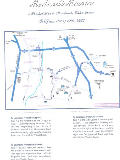 Map Medindi Manor in Rondebosch  Southern Suburbs (CPT)  Le Cap  Western Cape  Afrique du Sud