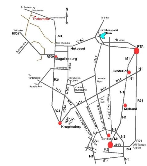 Map Thabametsi Farm in Magaliesburg  West Rand  Gauteng  Südafrika