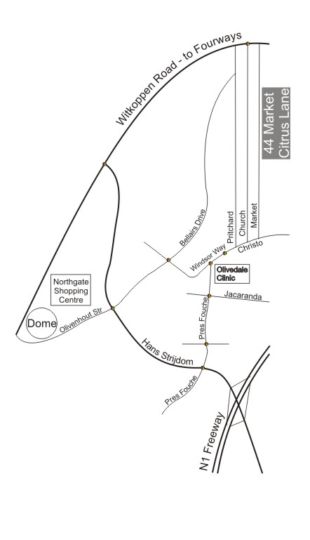 Map Citrus Lane Guesthouse in Olivedale  Randburg  Johannesburg  Gauteng  South Africa