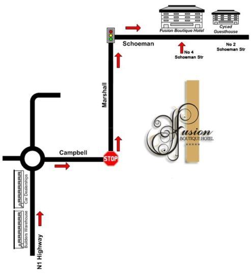 Map Fusion Boutique Hotel in Polokwane  Capricorn  Limpopo  Afrique du Sud