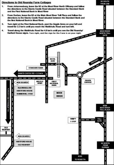 Map Old Rearsby Farm in Mooi River  Midlands  KwaZulu Natal  Afrique du Sud