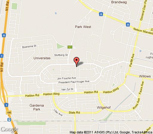 Map A Summer Place Boutique Guest House in Universitas Bloemfontein Mangaung Free State Zuid-Afrika