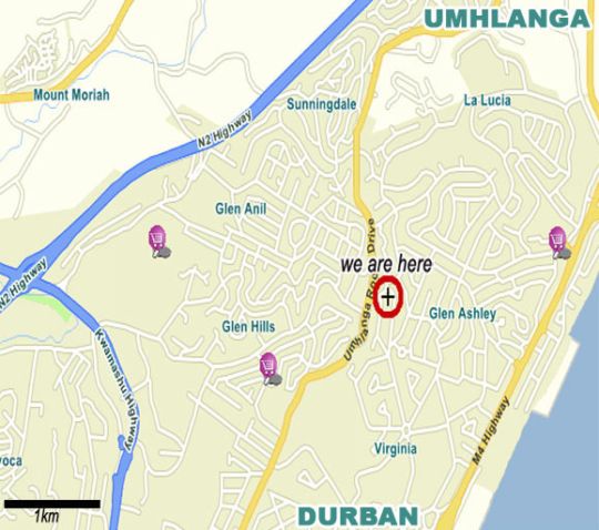 Map Maryland Manor Guest House in Glenashley  Northern Suburbs (DBN)  Durban and Surrounds  KwaZulu Natal  Suid-Afrika