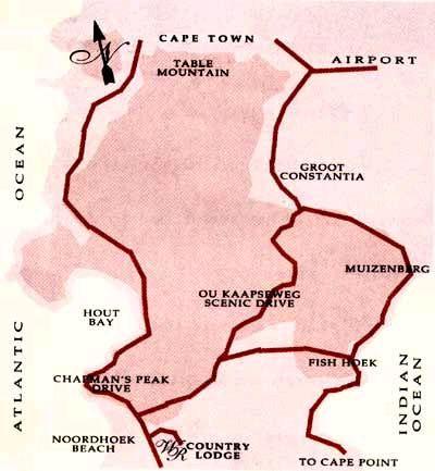 Map Wild Rose Country Lodge in Noordhoek  False Bay  Kapstadt  Western Cape  Südafrika