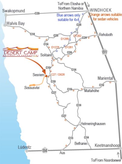 Map Desert Camp in Maltahohe  Hardap  Namibia