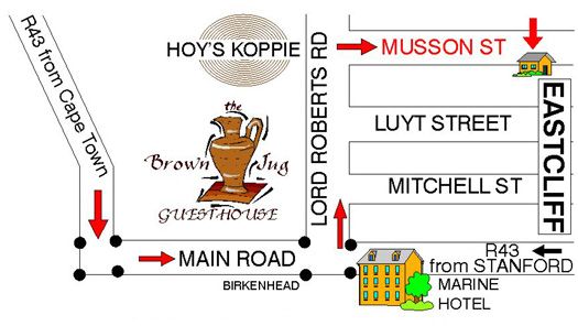 Map Brown Jug Guest House in Hermanus  Overberg  Western Cape  South Africa