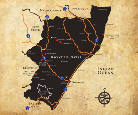 Map ZuluWaters Game Reserve in Estcourt  Midlands  KwaZulu Natal  South Africa