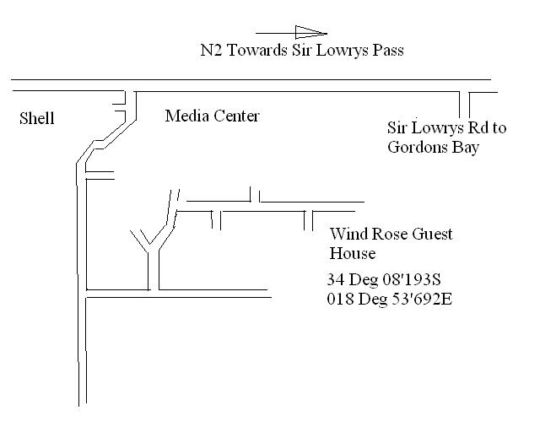 Map Wind-Rose Guest House in Gordon's Bay  Helderberg  Western Cape  Zuid-Afrika