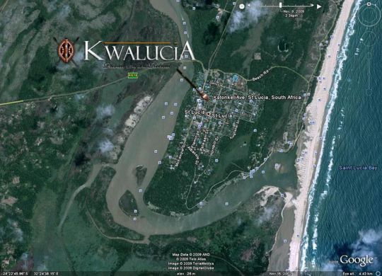 Map Kwalucia Private Safari Retreat in St Lucia  Zululand  KwaZulu Natal  Suid-Afrika