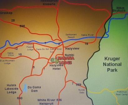 Map Nabana Lodge in Hazyview  The Panorama  Mpumalanga  Suid-Afrika