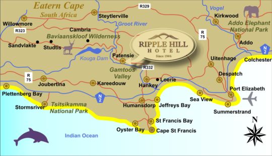Map Ripple Hill Hotel in Patensie  Cacadu (Sarah Baartman)  Eastern Cape  Suid-Afrika