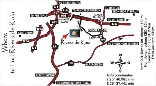 Map Riverside Kaia in Donkerhoek  Pretoria East  Pretoria / Tshwane  Gauteng  Südafrika