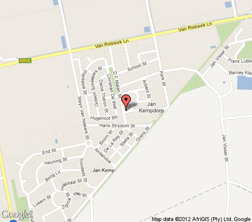 Map Jan Kemp Hotel in Jan Kempdorp  Diamond Fields  Northern Cape  Suid-Afrika