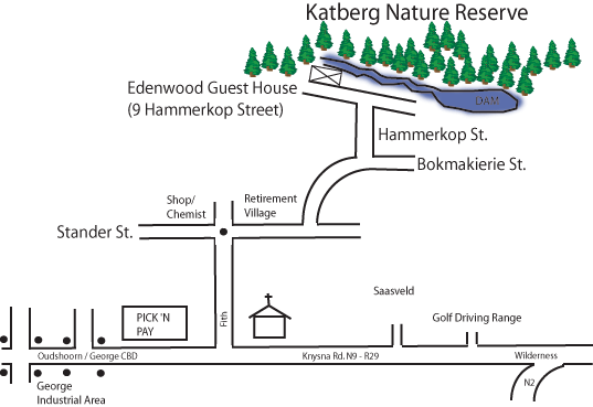 Map Edenwood Guest House in George  Garden Route  Western Cape  South Africa