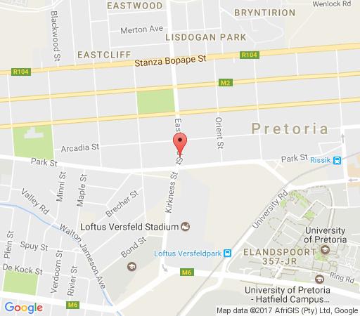 Map 360 Eastwoods Guest House in Arcadia  Pretoria Central  Pretoria / Tshwane  Gauteng  Zuid-Afrika