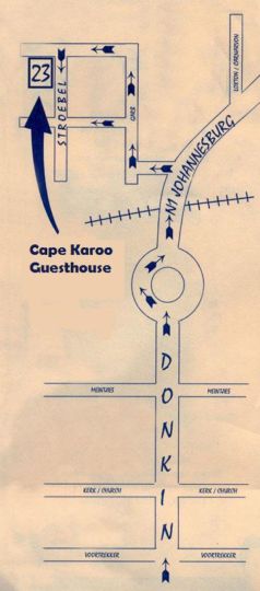 Map Cape Karoo Guesthouse in Beaufort West  Karoo  Western Cape  South Africa