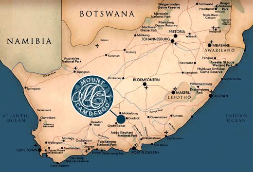 Map Mount Camdeboo Private Game Reserve in Graaff-Reinet  Cacadu (Sarah Baartman)  Eastern Cape  South Africa