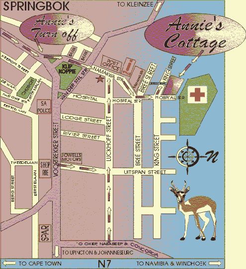 Map Annie\'s Cottage in Springbok  Namakwaland  Northern Cape  Südafrika