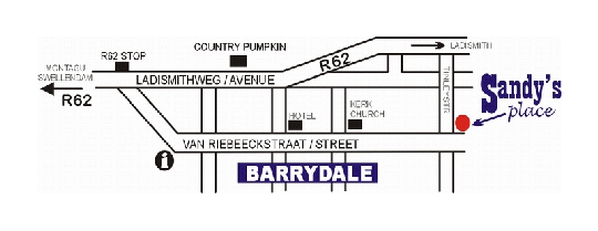Map Sandy\'s Place in Barrydale  Overberg  Western Cape  Südafrika