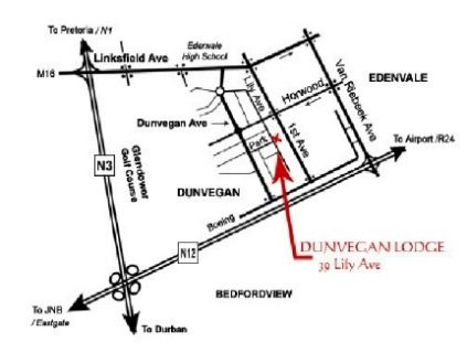 Map Dunvegan Execu Lodge in Edenvale  Ekurhuleni (East Rand)  Gauteng  Afrique du Sud