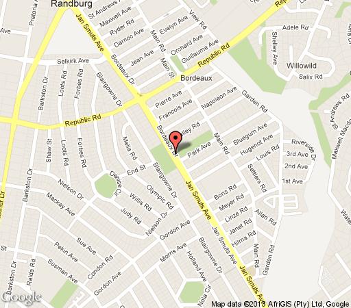 Map Sleekhostel and Boarding House in Bordeaux  Randburg  Johannesburg  Gauteng  South Africa