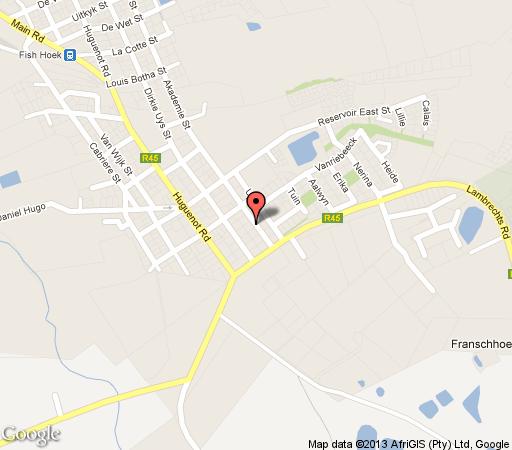 Map Akademie Boutique Hotel in Franschhoek  Cape Winelands  Western Cape  Zuid-Afrika