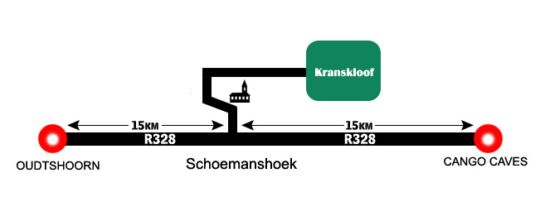 Map Kranskloof Country Lodge in Oudtshoorn  Klein Karoo  Western Cape  Zuid-Afrika