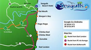 Map Seagulls Beach Hotel in Kei Mouth Kei River Eastern Cape Afrique du Sud