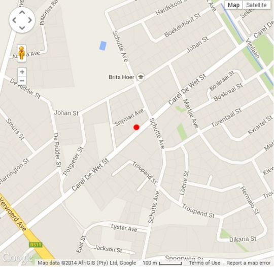 Map Big Tree Guesthouse Brits in Brits  Bojanala  North West  Suid-Afrika