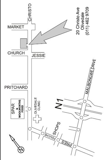 Map Birch Tree B&B in Olivedale  Randburg  Johannesburg  Gauteng  Afrique du Sud