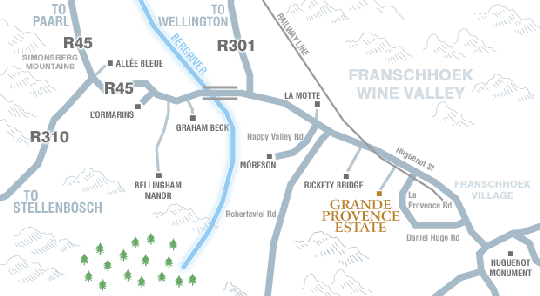 Map Owner\'s Cottage at Grande Provence in Franschhoek  Cape Winelands  Western Cape  Zuid-Afrika